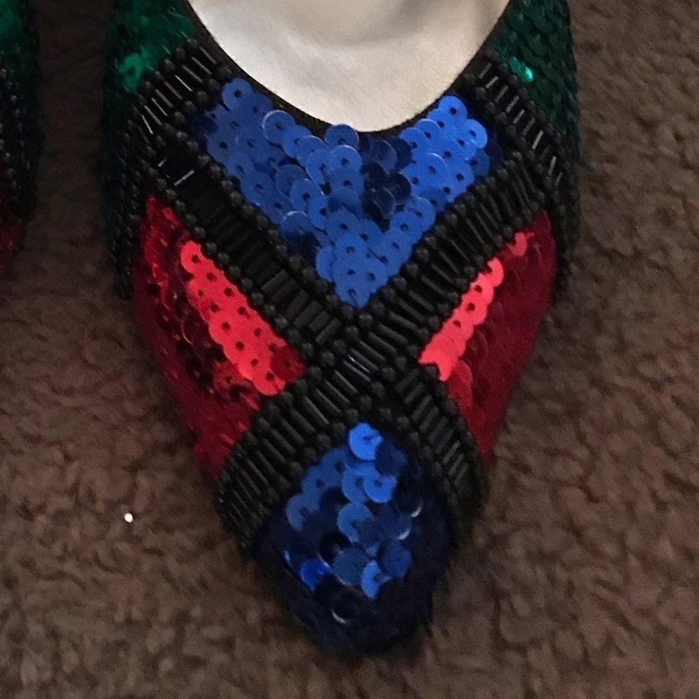 Multi-color Sequined Pumps ANN MARINO Size-8 - Picture 4 of 6